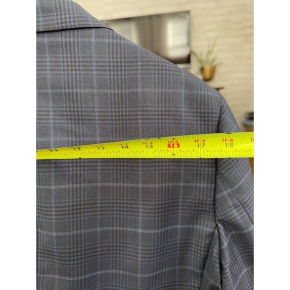 Nordstrom Siena Regular Fit Gray Blue Plaid Wool Mens Suit Jacket - Picture 3 of 7